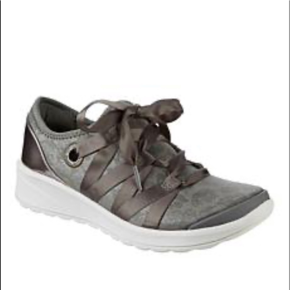 BZees Slip-On Lightweight Dusty Olive Suede Shimmer Sneakers